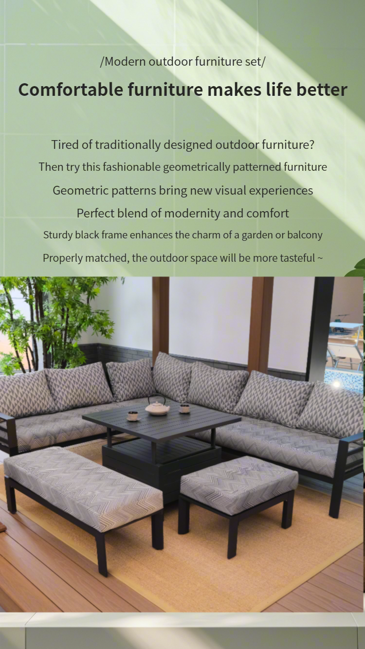 CAMPSMART Gray and white striped sofa set